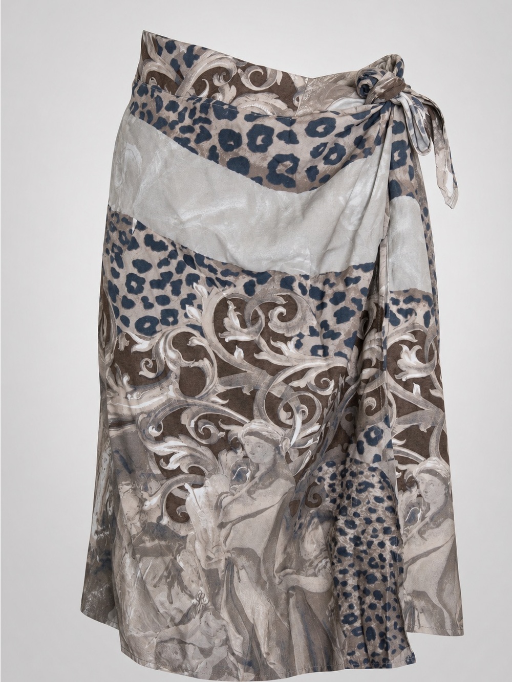 ABS Allen Schwartz Gray, Blue & Brown Printed Tie Sarong